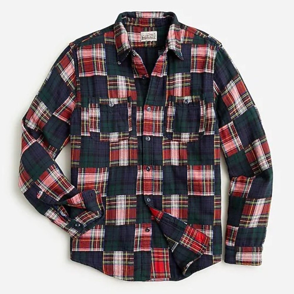 J. Crew Midweight flannel workshirt in patchwork L